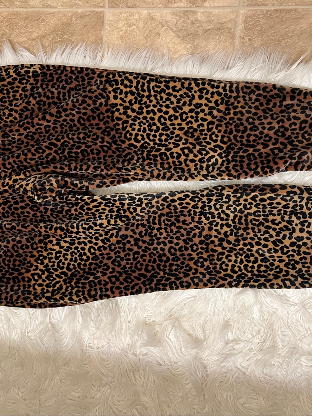 Lands End Velour Leopard Print Leggings — Brown/Black size 18